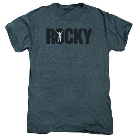 Trevco Rocky-Rocky Logo Adult Premium Tee, Steel Blue Heather - Small