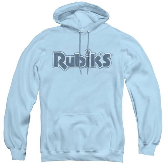 Trevco Rubiks Cube & Rough Logo Adult Pull Over Hoodie, Light Blue - 2X