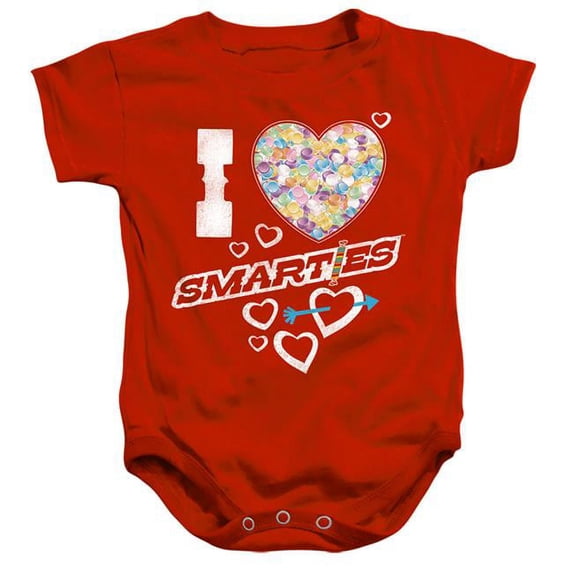 Trevco SCC104-SS-1 Smarties & I Heart Smarties-Infant Snapsuit, Red - 6 Months