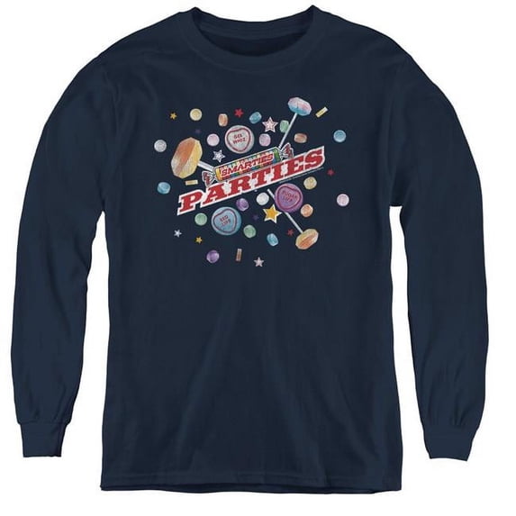 Trevco SCC112-YL-2 Smarties & Parties Youth Long Sleeve Tee Shirt, Navy - Medium