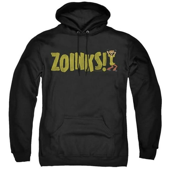 Trevco SD129-AFTH-4 Scooby Doo & Zoinks Adult Pull Over Hoodie, Black - Extra Large