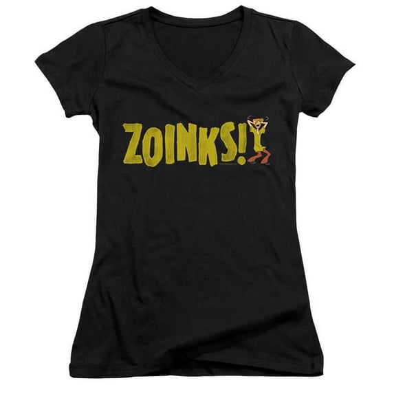 Trevco SD129-JV-3 Scooby Doo & Zoinks Junior V-Neck T-Shirt, Black - Large