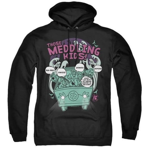 Trevco Scooby Doo & Meddling Since 1969 Adult Pull Over Hoodie, Black - Medium