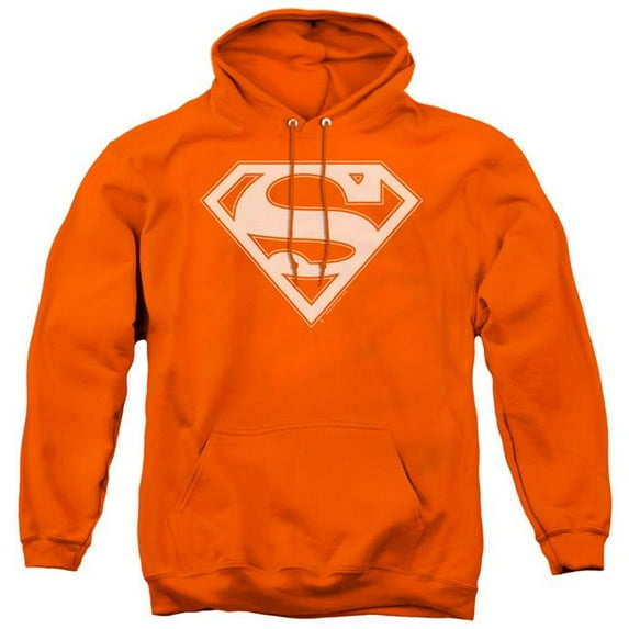 Trevco SM1475B-AFTH-1 Superman Orange & White Shield Adult Pull Over Hoodie, Orange - Small
