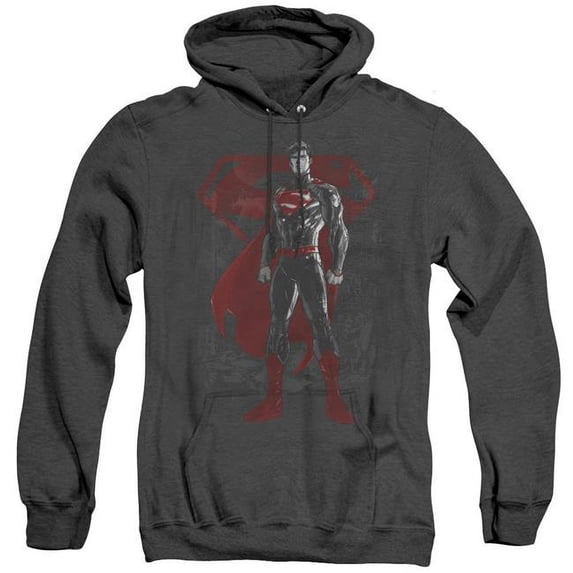 Trevco SM1992-AHH-4 Superman & Aftermath Adult Heather Hoodie, Black - Extra Large