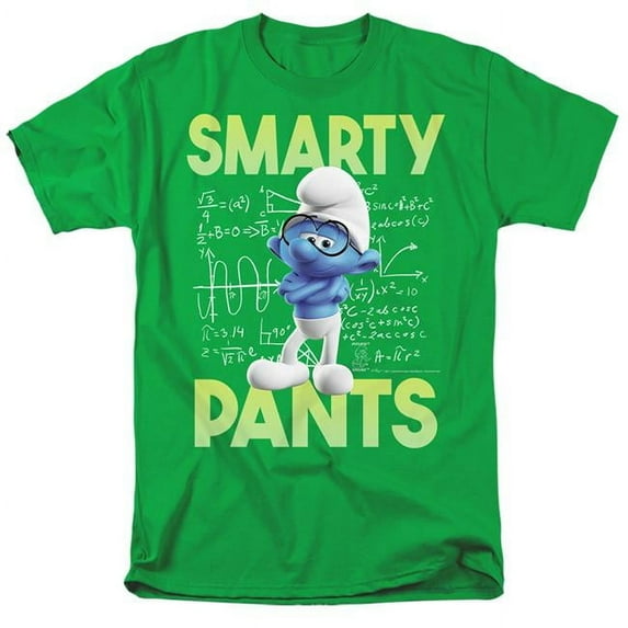 Trevco SMRF266-AT-4 Smurfs & Brainy Short Sleeve Adult 18-1 T-Shirt, Kelly Green - Extra Large