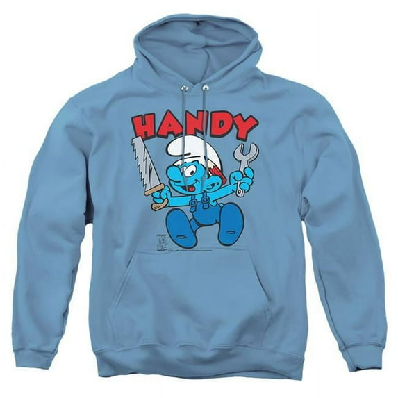 Trevco SMRF275-AFTH-5 Smurfs & Handy-Adult Pull-Over Hoodie, Carolina Blue - 2X