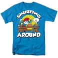 thumbnail image 1 of Trevco SMRF294-AT-3 Smurfs & Papa Scene Short Sleeve Adult 18-1 T-Shirt, Turquoise - Large, 1 of 1