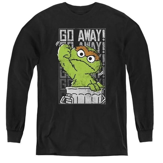 Trevco SST140-YL-1 Sesame Street & Go Away Youth Long Sleeve T-Shirt, Black - Small