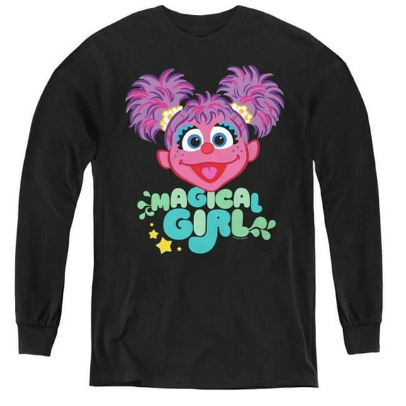 Trevco SST183-YL-2 Sesame Street & Scribble Head Youth Long Sleeve T-Shirt, Black - Medium