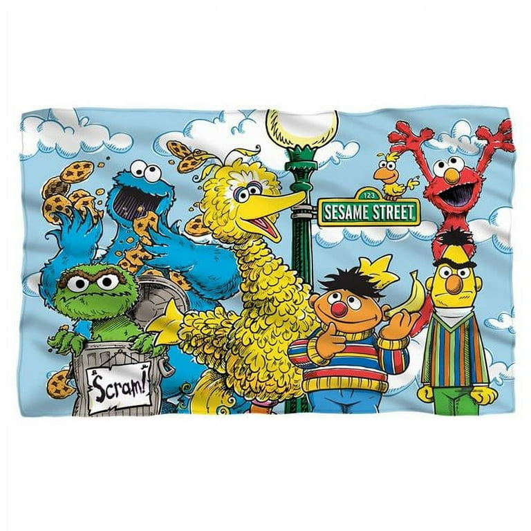 Trevco SST210 BKT1 36x58 36 x 58 in. Sesame Street Retro Gang Polyster Fleece Blanket White Walmart