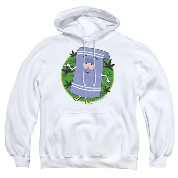 Trevco STHPK110-AFTH-3 South Park & Towelie-Adult Pull-Over Hoodie, White - Large