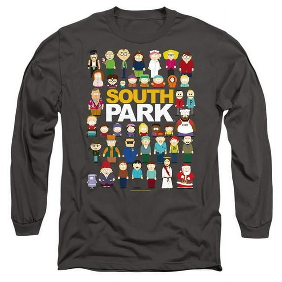 Trevco STHPK116-AL-2 South Park & Full Cast Long Sleeve Adult 18-1 T-Shirt, Charcoal - Medium
