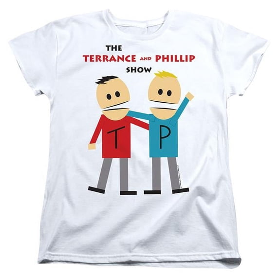 Trevco STHPK119-WT-4 South Park & Terrance & Phillip Short Sleeve Women T-Shirt, White - Extra Large