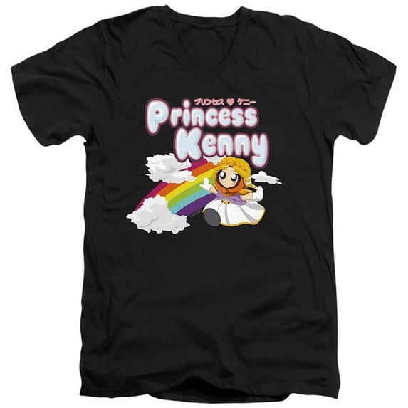 Trevco STHPK133-AV-2 South Park & Princess Kenny Short Sleeve Adult V-Neck 30-1 T-Shirt, Black - Medium