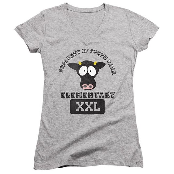 Trevco STHPK148-JV-5 South Park & South Park Cows-Junior V-Neck T-Shirt, Athletic Heather - 2X