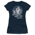 thumbnail image 1 of Trevco  Santa Claus is Comin to Town & Winter Warlock Juniors Sheer Cap Short Sleeve T-Shirt, Navy - Small, 1 of 2