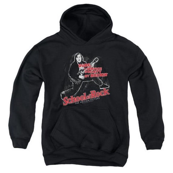 Trevco School Of Rock-Rockin Youth Pull-Over Hoodie- Black - Large