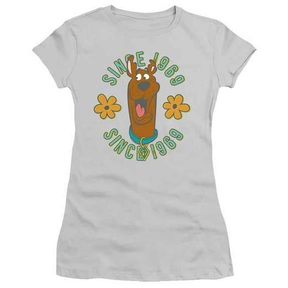 Trevco Scooby Doo & In the Middle Short Sleeve Juniors Sheer T-Shirt, Silver - Extra Large