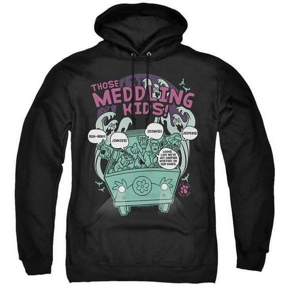 Trevco SD135-AFTH-1 Scooby Doo & Meddling Since 1969 Adult Pull Over Hoodie, Black - Small