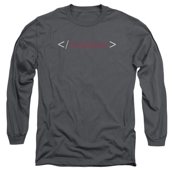 Trevco Scorpion & Logo Long Sleeve Adult Cotton 18-1 T-Shirt, Charcoal - 3X
