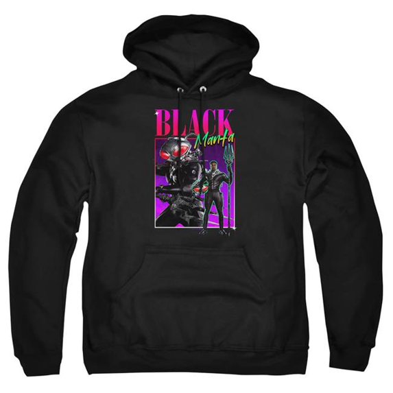 Trevco Sportswear AQUA10006-AFTH-3 Aquaman & The Lost Kingdom 90s Style Black Manta Adult Pullover Hoodie, Black - Large