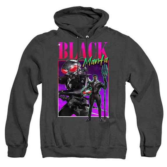 Trevco Sportswear AQUA10006-AHH-3 Aquaman & The Lost Kingdom 90s Style Black Manta Adult Heather Hoodie, Black - Large