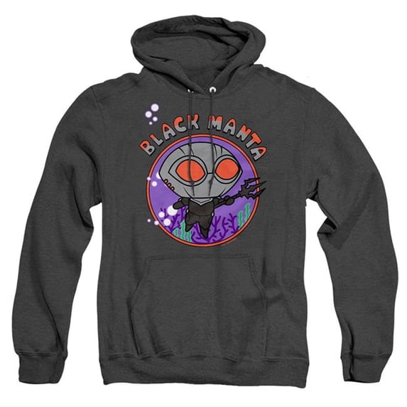 Trevco Sportswear AQUA10008-AHH-6 Aquaman & The Lost Kingdom Chibi Black Manta Adult Heather Hoodie, Black - 3X
