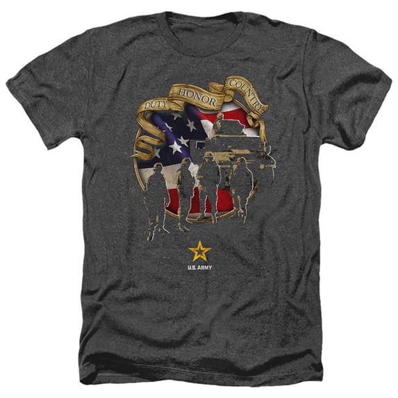 Trevco Sportswear AR121-HA-5 Army Duty Honor Country Adult Regular Fit Heather Short Sleeve T-Shirt, Charcoal - 2X