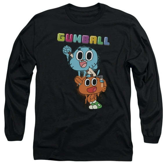 Trevco Sportswear CN297-AL-1 Amazing World of Gumball Gumball Spray Adult Long Sleeve T-Shirt, Black - Small