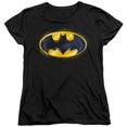 thumbnail image 1 of Trevco Sportswear BM3566-WT-2 Batman Airbrush Logo Womens Short Sleeve T-Shirt, Black - Medium, 1 of 1