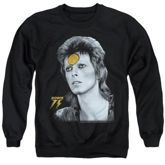Trevco Sportswear BOWIE195-AS-4 David Bowie Golden Bowie Adult Crewneck Sweatshirt, Black - Extra Large