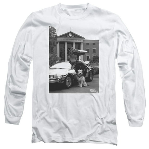 Trevco Sportswear UNI565-AL-3 Back to the Future II Einstein Adult Long Sleeve T-Shirt, White - Large