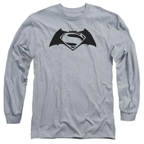 Trevco Sportswear BVS107D-AL-5 Batman vs Superman Simple Logo Adult Long Sleeve T-Shirt, Athletic Heather - 2X