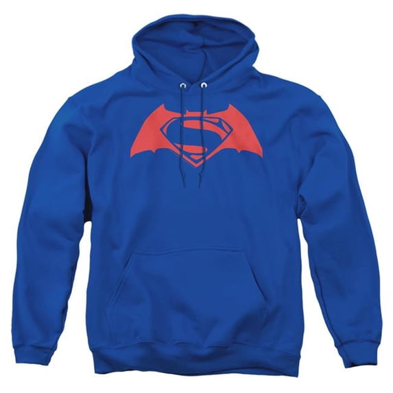 Trevco Sportswear BVS107C-AFTH-3 Batman vs Superman Simple Logo Adult Pullover Hoodie, Royal - Large