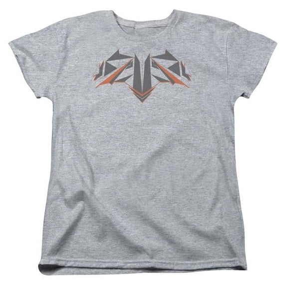 Trevco Sportswear BVS113D-WT-2 Batman vs Superman Tech Bat Logo Womens Short Sleeve T-Shirt, Athletic Heather - Medium