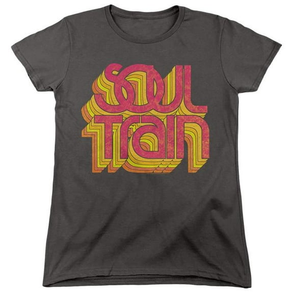 Trevco Sportswear BET119-WT-5 Bet Soul Train Vibing Logo Womens Short Sleeve T-Shirt, Charcoal - 2X