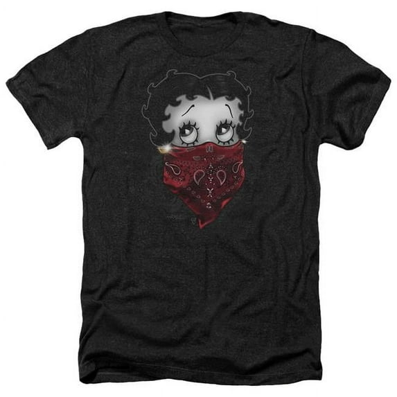 Trevco Sportswear BB756-HA-2 Betty Boop Bandana & Roses Adult Regular Fit Heather Short Sleeve T-Shirt, Charcoal - Medium
