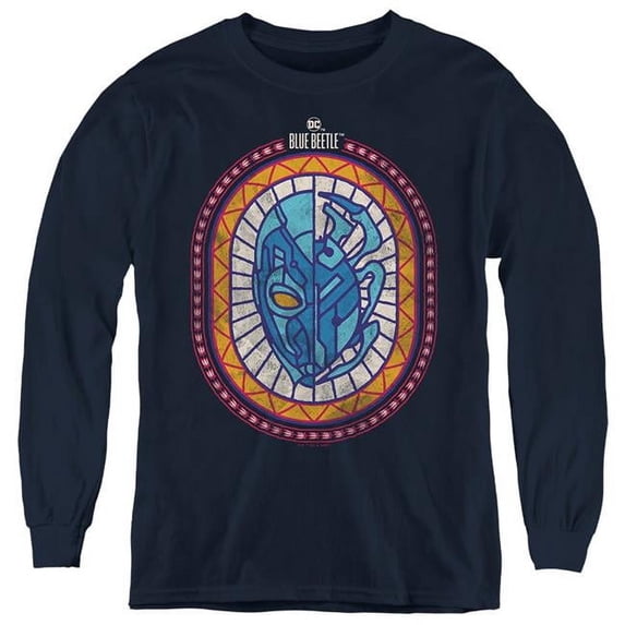 Trevco Sportswear BBTL10014-YL-2 Blue Beetle 2023 Reyes Courage Long Sleeve Youth T-Shirt, Navy - Medium
