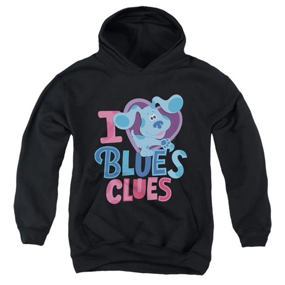 Trevco Sportswear NICK404-YFTH-3 Blues Clues & You I Heart Blue Youth Hooded Sweatshirt, Black - Large