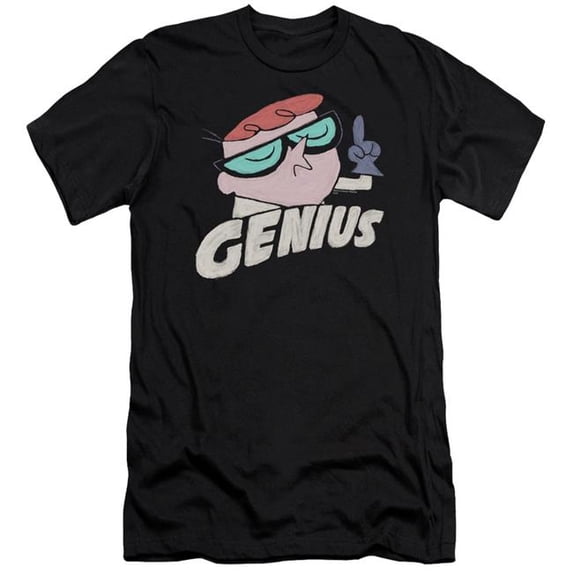 Trevco Sportswear CN260-PSF-5 Dexters Laboratory Genius Premium Canvas Adult Slim Fit 30-1 Short Sleeve T-Shirt, Black - 2X