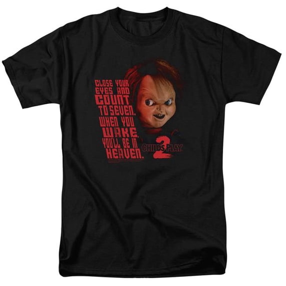 Trevco Sportswear UNI417-AT-7 Childs Play 2 In Heaven Adult Regular Fit Short Sleeve T-Shirt, Black - 4X