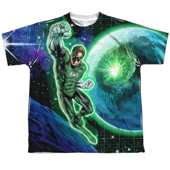 dc comics men's gl in space sublimation t-shirt white