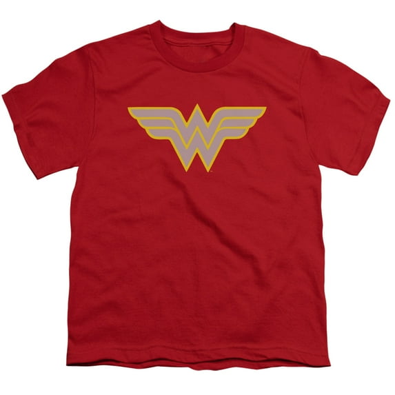 Trevco Sportswear DCO266J-YT-3 DC WW Logo Youth Short Sleeve T-Shirt, Red - Large