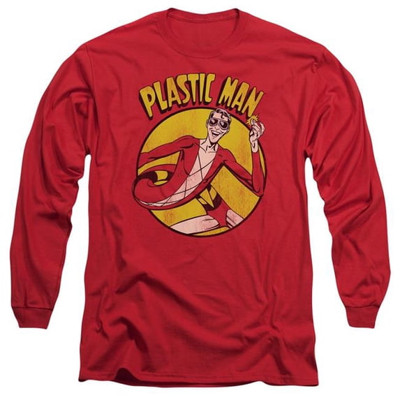 Trevco Sportswear DCO276-AL-6 DC Plastic Man Adult Long Sleeve T-Shirt, Red - 3X
