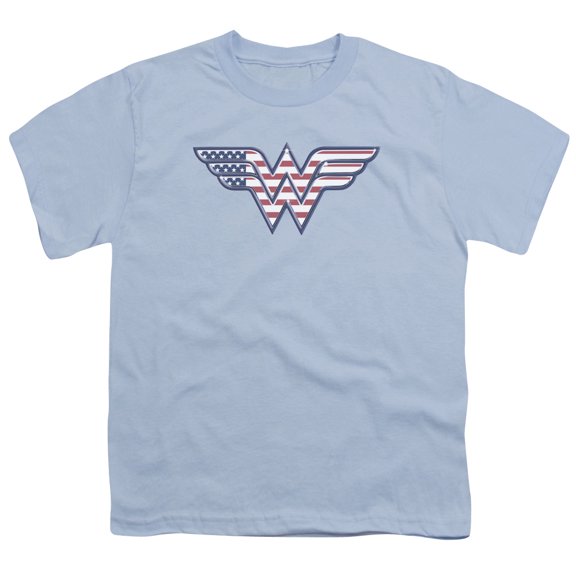 Trevco Sportswear DCO579-YT-1 DC Red, White & Blue Youth Short Sleeve T-Shirt, Light Blue - Small