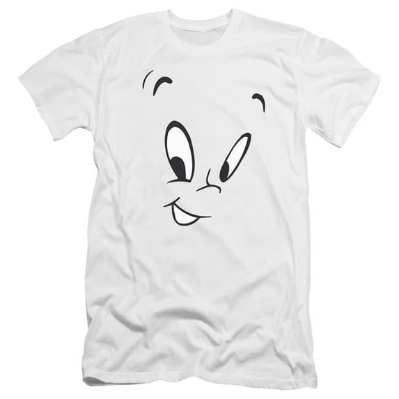 Trevco Sportswear DRM210-PSF-3 Casper Face Premium Canvas Adult Slim Fit 30-1 Short Sleeve T-Shirt, White - Large