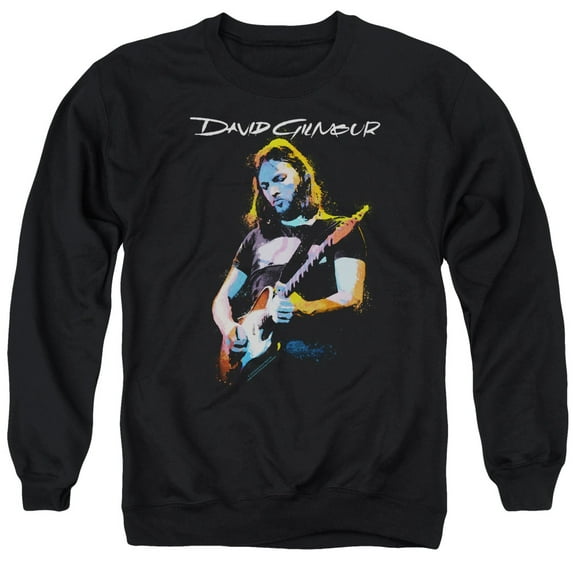 Trevco Sportswear PERRY105-AS-3 David Gilmour Guitar Gilmour Adult Crewneck Sweatshirt, Black - Large