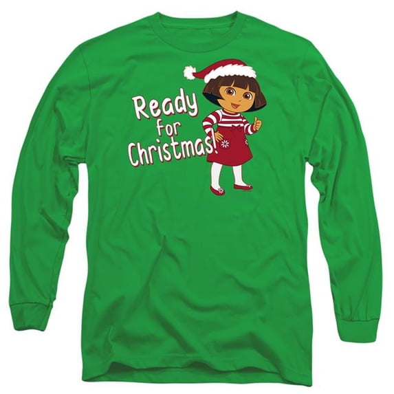 Trevco Sportswear NICK10212-AL-3 Dora The Explorer Dora Ready for The Holidays Adult Long Sleeve T-Shirt, Kelly Green - Large