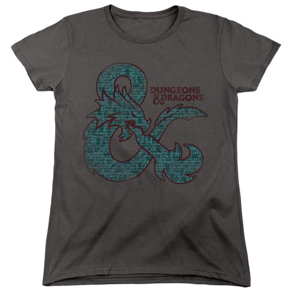 Trevco Sportswear HBRO755-WT-1 Dungeons & Dragons Ampersand Classes Womens Short Sleeve T-Shirt, Charcoal - Small